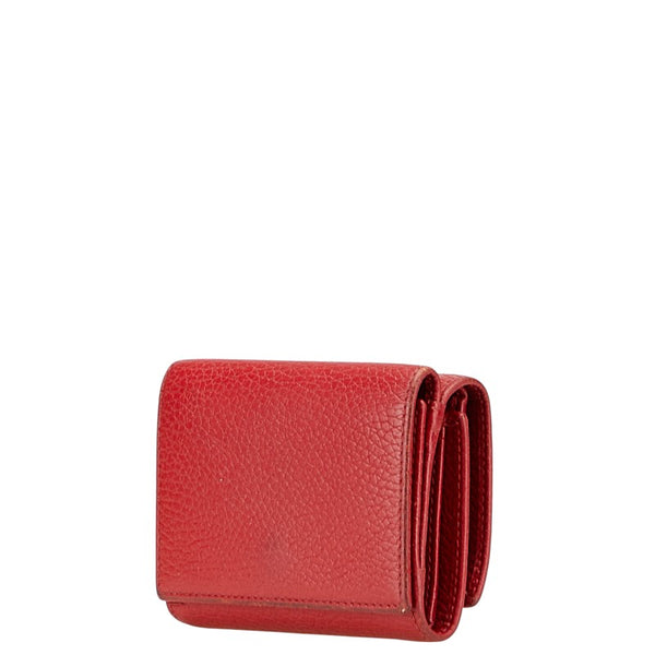 グッチ GGマーモント 三つ折り財布 コンパクトウォレット   474746 レッド レザー レディース GUCCI 【中古】