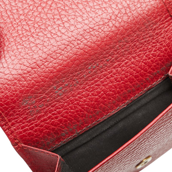 グッチ GGマーモント 三つ折り財布 コンパクトウォレット   474746 レッド レザー レディース GUCCI 【中古】