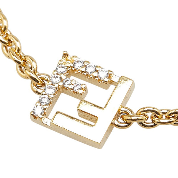 フェンディ FFロゴ ブレスレット ゴールド メッキ ラインストーン レディース FENDI 【中古】