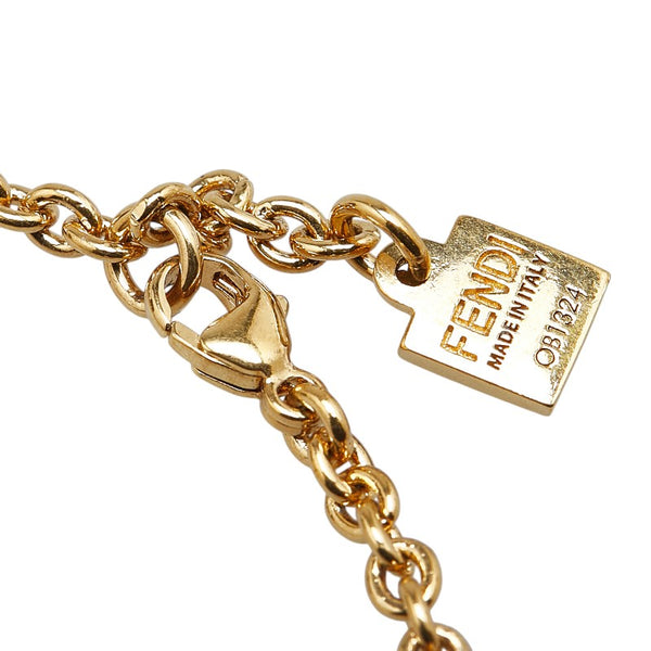 フェンディ FFロゴ ブレスレット ゴールド メッキ ラインストーン レディース FENDI 【中古】
