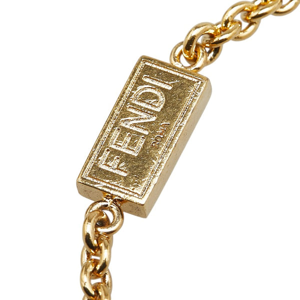 フェンディ FFロゴ ブレスレット ゴールド メッキ ラインストーン レディース FENDI 【中古】