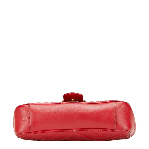 グッチ GGマーモント ダブルG キルティング スモール ハート チェーンショルダーバッグ 443497 レッド レザー レディース GUCCI 【中古】