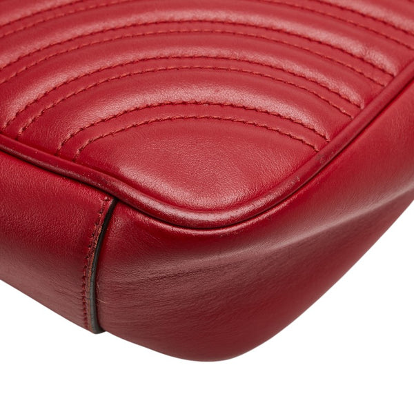 グッチ GGマーモント ダブルG キルティング スモール ハート チェーンショルダーバッグ 443497 レッド レザー レディース GUCCI 【中古】