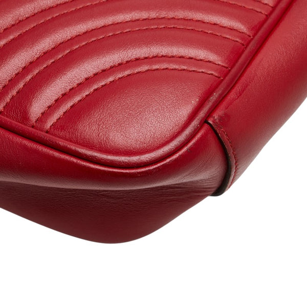 グッチ GGマーモント ダブルG キルティング スモール ハート チェーンショルダーバッグ 443497 レッド レザー レディース GUCCI 【中古】