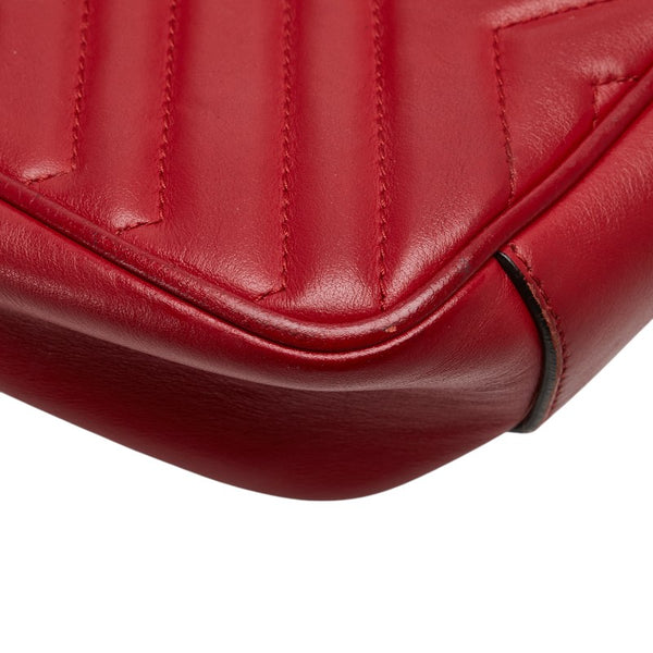 グッチ GGマーモント ダブルG キルティング スモール ハート チェーンショルダーバッグ 443497 レッド レザー レディース GUCCI 【中古】