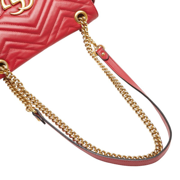 グッチ GGマーモント ダブルG キルティング スモール ハート チェーンショルダーバッグ 443497 レッド レザー レディース GUCCI 【中古】