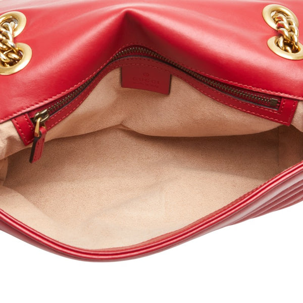 グッチ GGマーモント ダブルG キルティング スモール ハート チェーンショルダーバッグ 443497 レッド レザー レディース GUCCI 【中古】