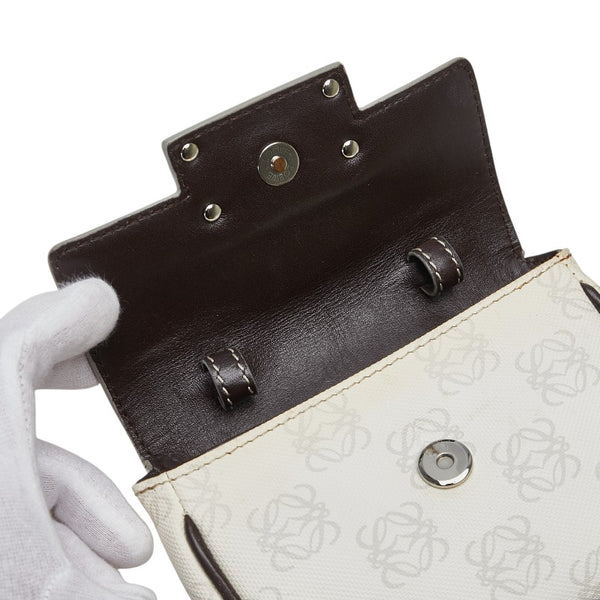 ロエベ リピート アナグラム 斜め掛け ショルダーバッグ 330605 ホワイト PVC レザー レディース LOEWE 【中古】
