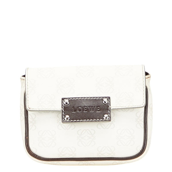 ロエベ リピート アナグラム 斜め掛け ショルダーバッグ 330605 ホワイト PVC レザー レディース LOEWE 【中古】