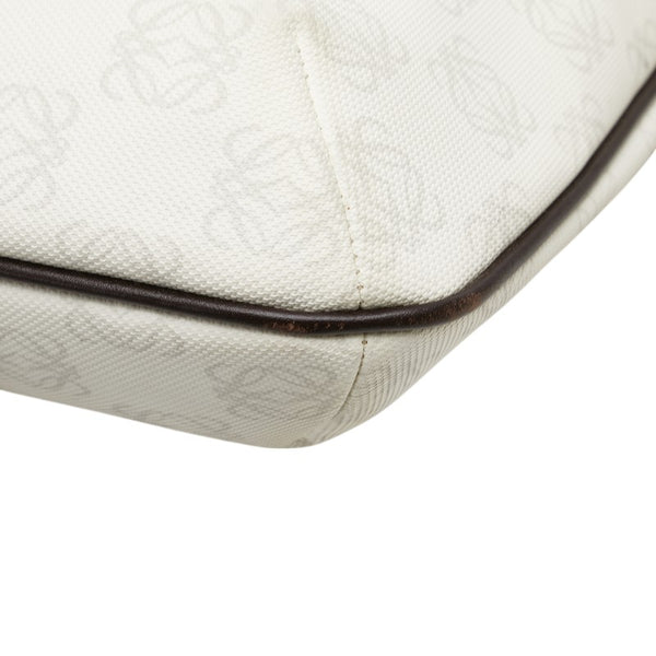 ロエベ リピート アナグラム 斜め掛け ショルダーバッグ 330605 ホワイト PVC レザー レディース LOEWE 【中古】