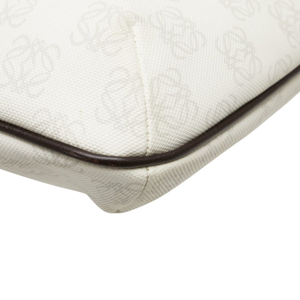 ロエベ リピート アナグラム 斜め掛け ショルダーバッグ 330605 ホワイト PVC レザー レディース LOEWE 【中古】