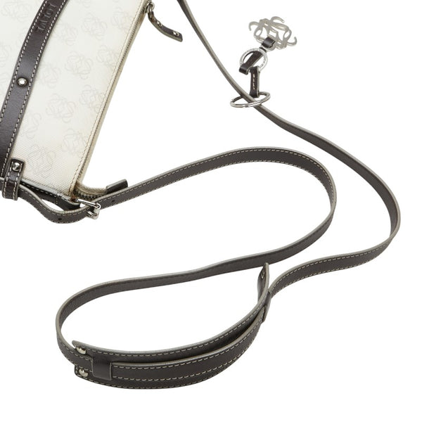 ロエベ リピート アナグラム 斜め掛け ショルダーバッグ 330605 ホワイト PVC レザー レディース LOEWE 【中古】
