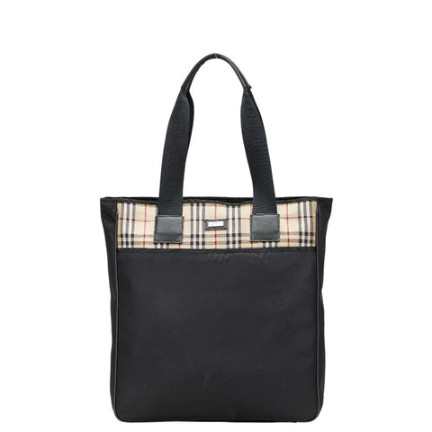 バーバリー ノバチェック トートバッグ ショルダーバッグ ブラック ベージュ ナイロン キャンバス レディース BURBERRY 【中古】