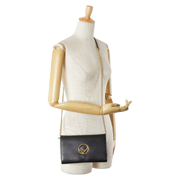 フェンディ チェーンウォレット ショルダーバッグ 8BS004 ブラック カーフレザー レディース FENDI 【中古】