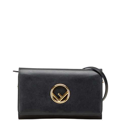 フェンディ チェーンウォレット ショルダーバッグ 8BS004 ブラック カーフレザー レディース FENDI 【中古】