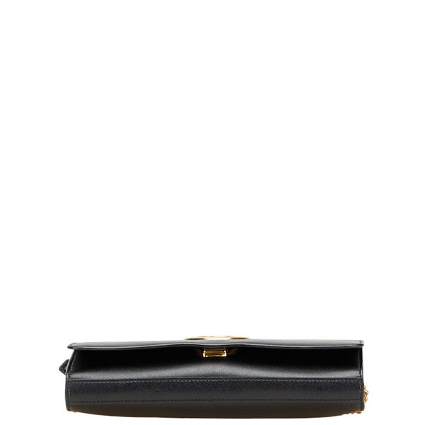 フェンディ チェーンウォレット ショルダーバッグ 8BS004 ブラック カーフレザー レディース FENDI 【中古】