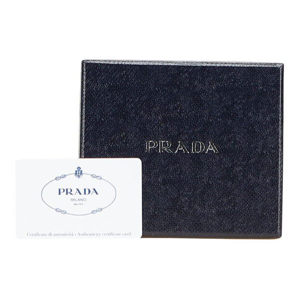 プラダ サフィアーノメタル 二つ折り財布 2MO513 ネイビー レザー レディース PRADA 【中古】