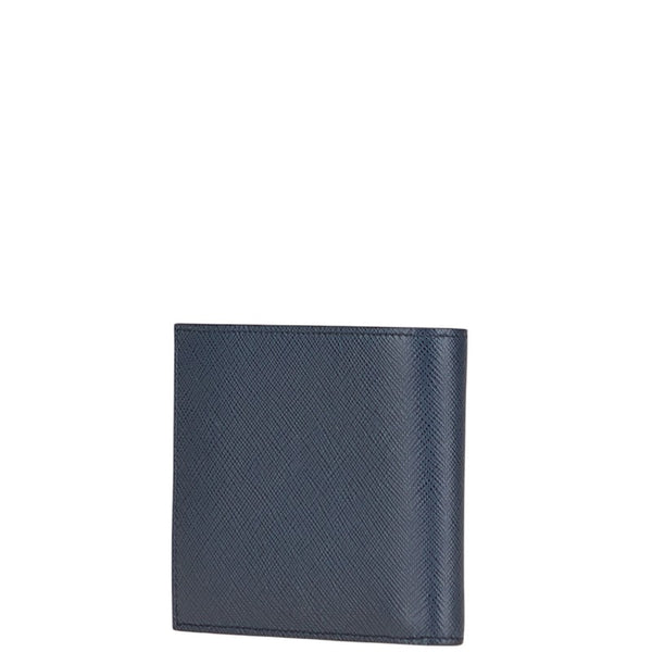 プラダ サフィアーノメタル 二つ折り財布 2MO513 ネイビー レザー レディース PRADA 【中古】