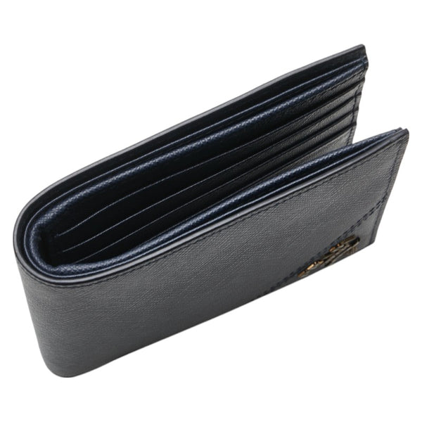 プラダ サフィアーノメタル 二つ折り財布 2MO513 ネイビー レザー レディース PRADA 【中古】