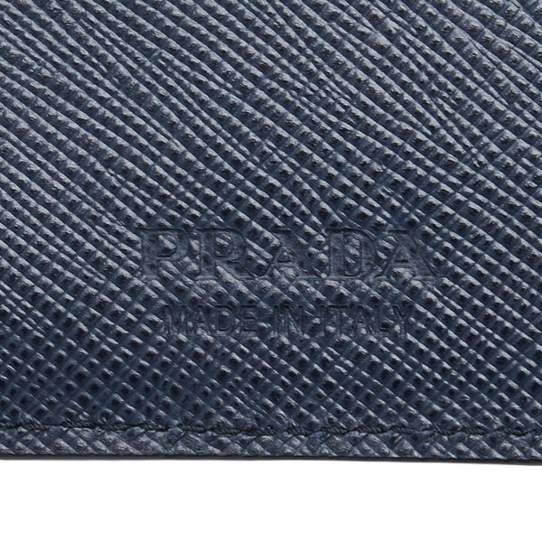 プラダ サフィアーノメタル 二つ折り財布 2MO513 ネイビー レザー レディース PRADA 【中古】