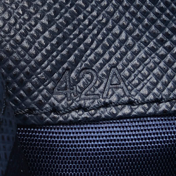 プラダ サフィアーノメタル 二つ折り財布 2MO513 ネイビー レザー レディース PRADA 【中古】