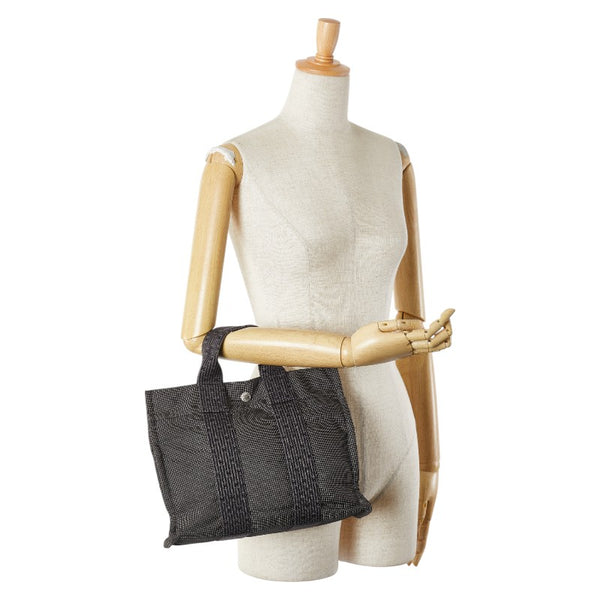 エルメス エールライントートPM トートバッグ ハンドバッグ グレー ブラック キャンバス レディース HERMES 【中古】