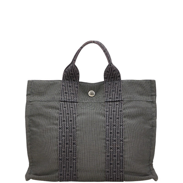 エルメス エールライントートPM トートバッグ ハンドバッグ グレー ブラック キャンバス レディース HERMES 【中古】