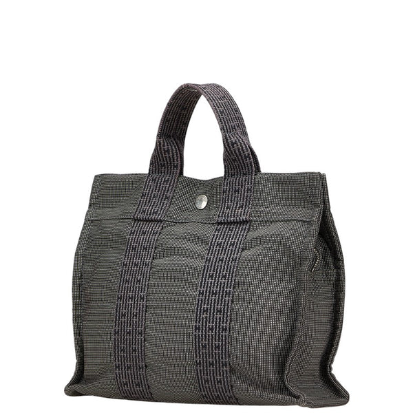 エルメス エールライントートPM トートバッグ ハンドバッグ グレー ブラック キャンバス レディース HERMES 【中古】