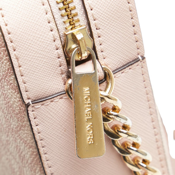 マイケルコース MKシグネチャー 斜め掛け ショルダーバッグ ピンク PVC レディース Michael Kors 【中古】