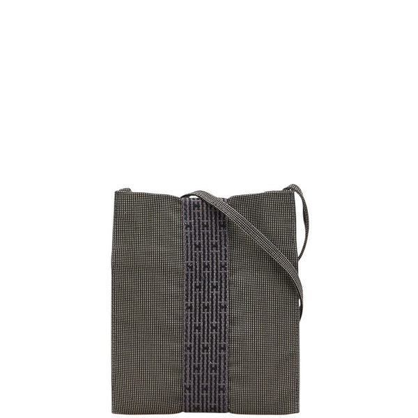 エルメス エールライン 斜め掛け ショルダーバッグ ポシェット グレー ブラック キャンバス レディース HERMES 【中古】