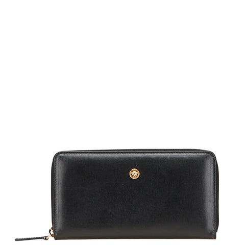 ヴェルサーチェ メドゥーサ ラウンドファスナー 長財布 1006265 ブラック レザー メンズ VERSACE 【中古】