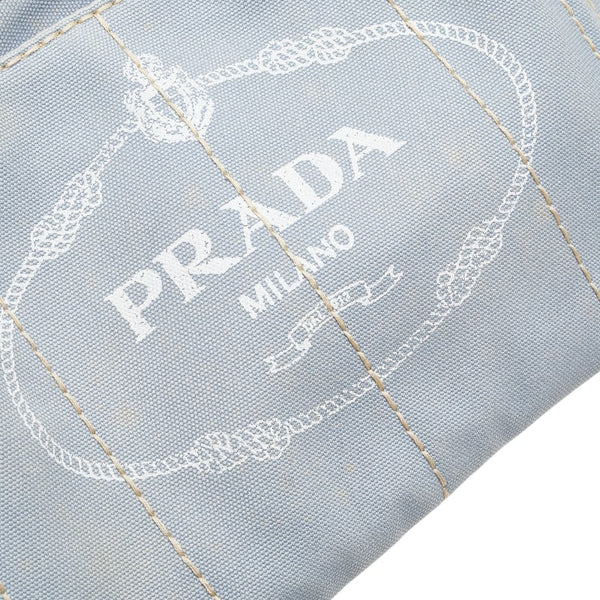プラダ カナパ ミニ 三角ロゴプレート ハンドバッグ トートバッグ ライトブルー キャンバス レディース PRADA 【中古】