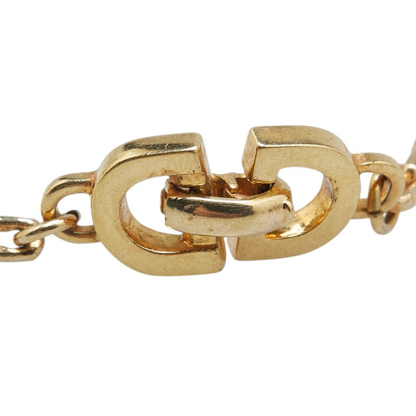 ディオール ロゴプレート チェーン ペンダントネックレス ゴールド ブラウン メッキ レディース Dior 【中古】