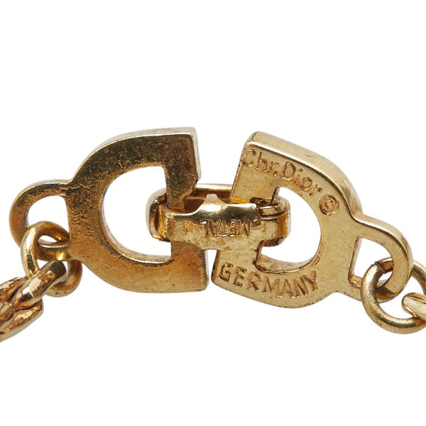 ディオール ロゴプレート チェーン ペンダントネックレス ゴールド ブラウン メッキ レディース Dior 【中古】