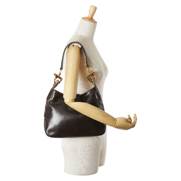 セリーヌ ワンショルダーバッグ ハンドバッグ ブラウン レザー レディース CELINE 【中古】