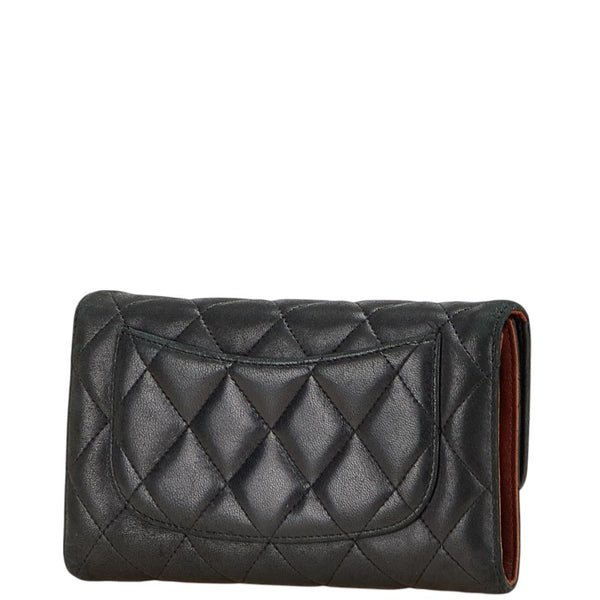 シャネル マトラッセ ココマーク 長財布 ブラック ラムスキン レディース CHANEL 【中古】