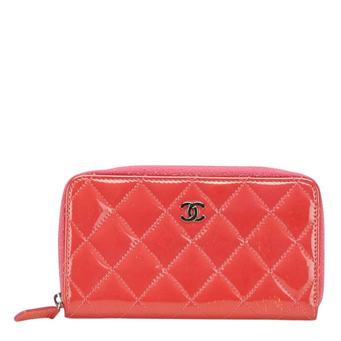シャネル ブリリアント マトラッセ ココマーク 長財布 ピンク エナメル レディース CHANEL 【中古】