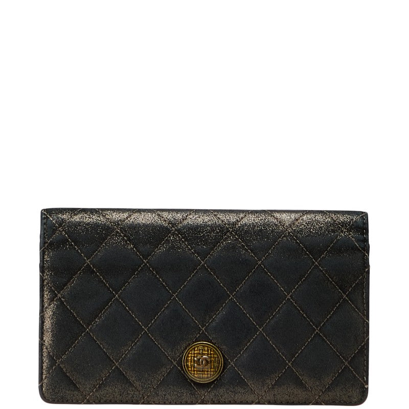 シャネル マトラッセ ココマーク 長財布 ブラック レザー レディース CHANEL 【中古】