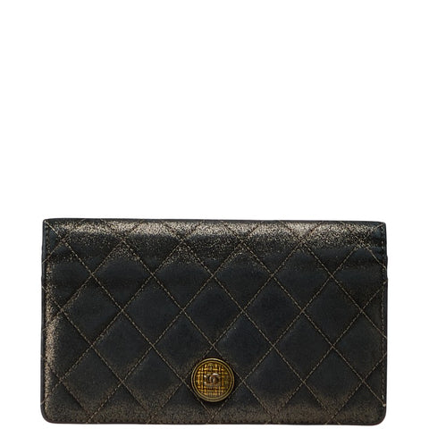 シャネル マトラッセ ココマーク 長財布 ブラック レザー レディース CHANEL 【中古】