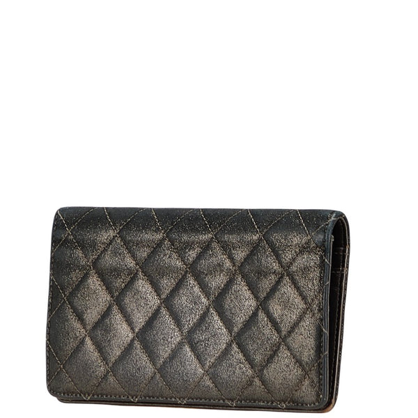 シャネル マトラッセ ココマーク 長財布 ブラック レザー レディース CHANEL 【中古】