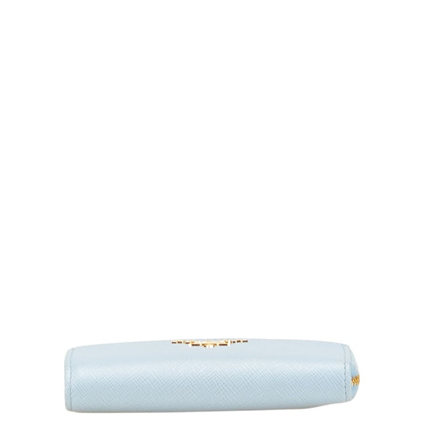 プラダ サフィアーノ L字ファスナー コンパクトウォレット 三つ折り財布 ベビーブルー レザー レディース PRADA 【中古】