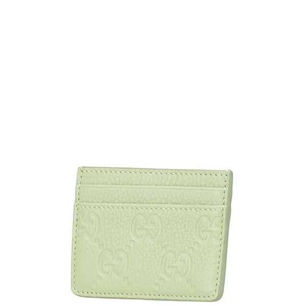 グッチ GGエンブレム パスケース カードケース 815883 ペールグリーン グレインレザー レディース GUCCI 【中古】