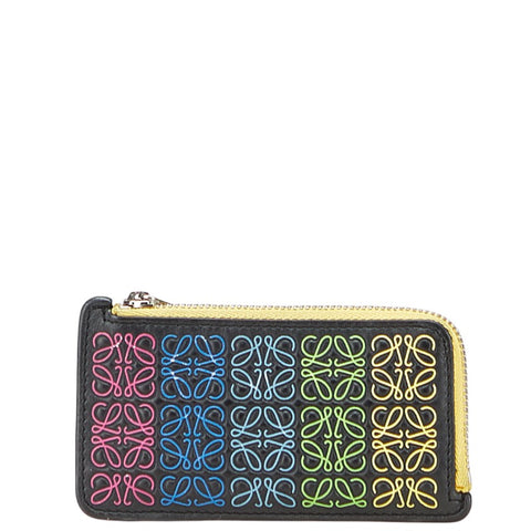 ロエベ リピートアナグラム コインケース ブラック マルチカラー レザー レディース LOEWE 【中古】