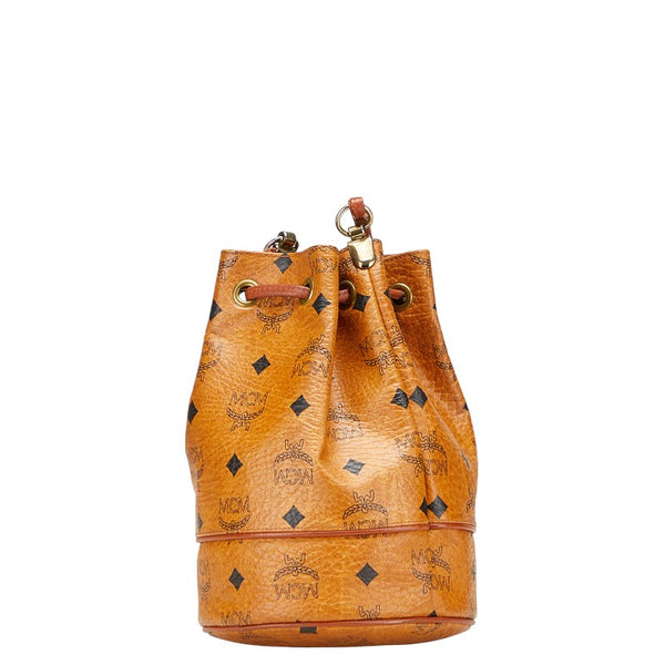 エム シー エム ヴィセトス ロゴグラム ショルダーバッグ 巾着 ブラウン PVC レザー レディース MCM 【中古】
