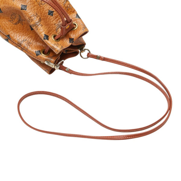 エム シー エム ヴィセトス ロゴグラム ショルダーバッグ 巾着 ブラウン PVC レザー レディース MCM 【中古】