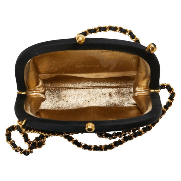 シャネル マトラッセ ココマーク 斜め掛け チェーン ショルダーバッグ ブラック サテン レディース CHANEL 【中古】