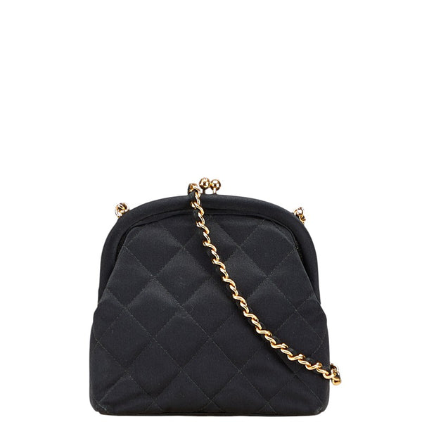 シャネル マトラッセ ココマーク 斜め掛け チェーン ショルダーバッグ ブラック サテン レディース CHANEL 【中古】