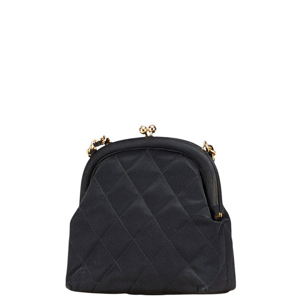 シャネル マトラッセ ココマーク 斜め掛け チェーン ショルダーバッグ ブラック サテン レディース CHANEL 【中古】