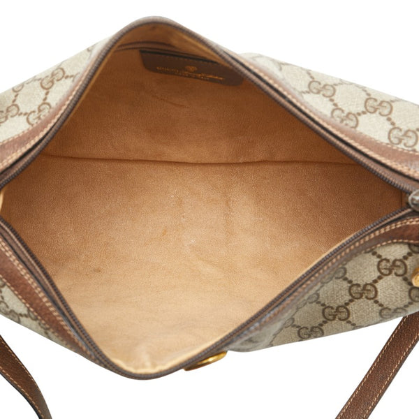 グッチ GGスプリーム シェリーライン 斜め掛け ショルダーバッグ ベージュ ブラウン PVC レザー レディース GUCCI 【中古】
