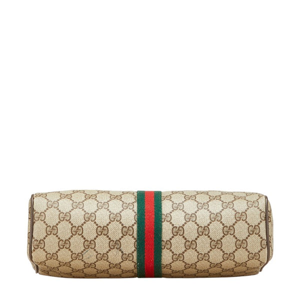 グッチ GGスプリーム シェリーライン 斜め掛け ショルダーバッグ ベージュ ブラウン PVC レザー レディース GUCCI 【中古】